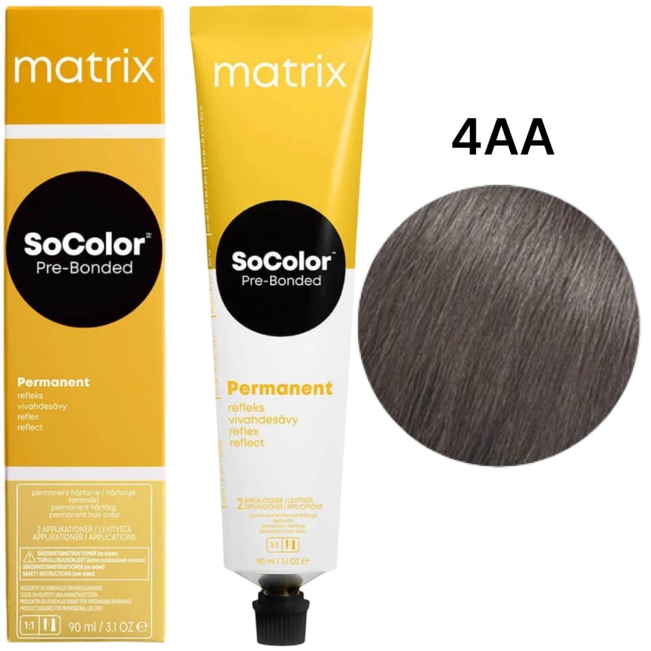 Крем-краска для волос Matrix SoColor Pre-Bonded 4AA Шатен глубокий пепельный 90 мл Крем-краска для волос Matrix SoColor Pre-Bonded 4AA Шатен глубокий пепельный 90 мл