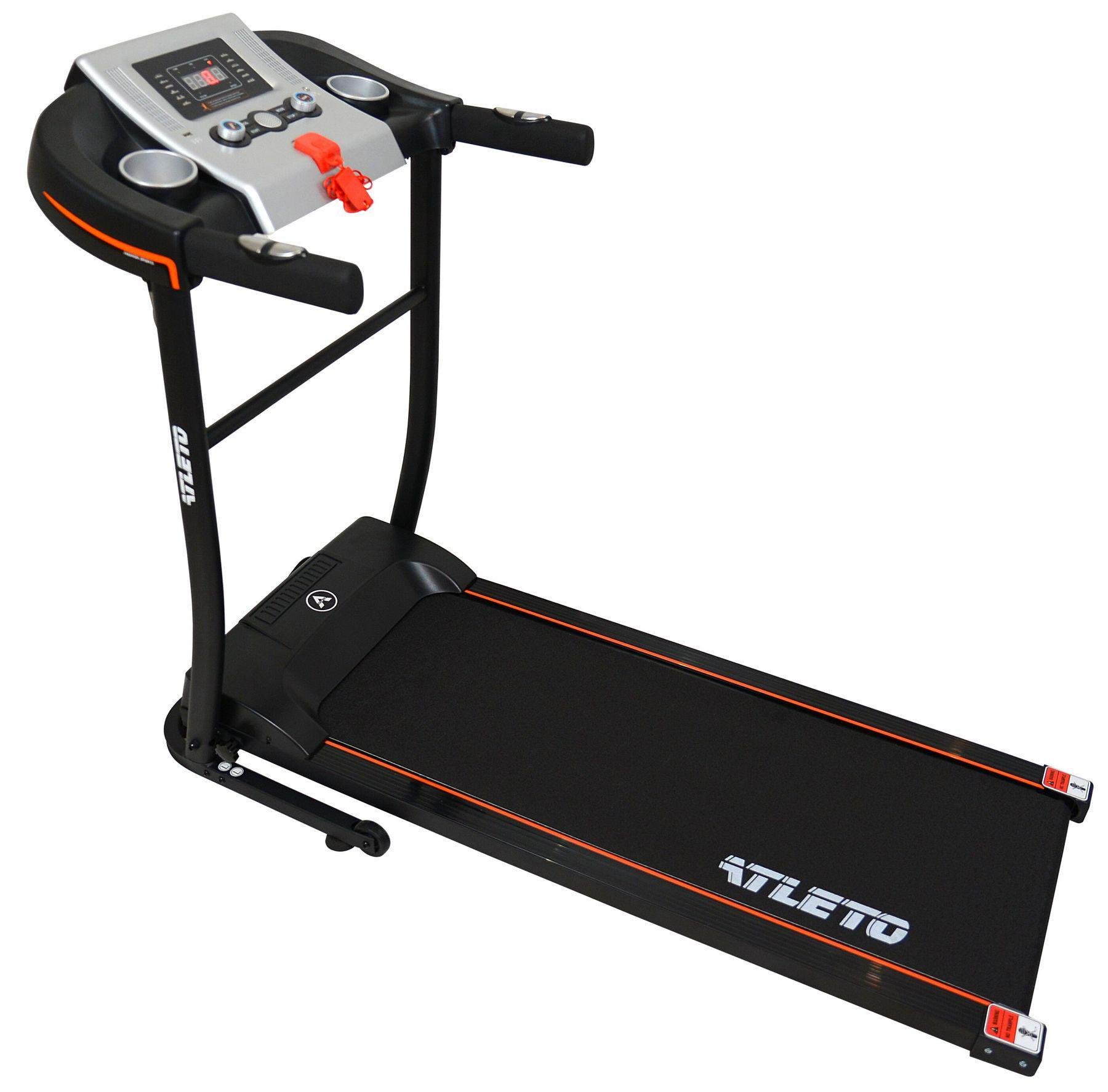 Беговая дорожка электрическая Atleto A9 с тренировочными программами и ЖК-дисплеем до 95 кг 133х62х105 см Черно-серый (124-76-50000009)