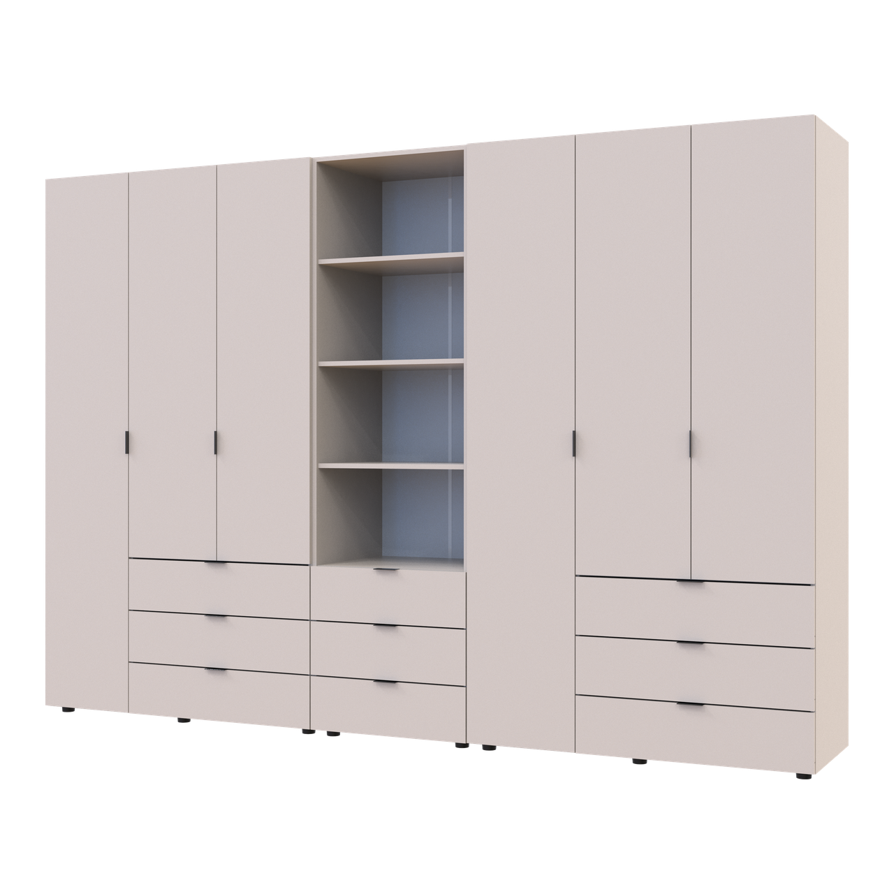 Шкаф для одежды Doros Гелар 3+3 ДСП с пеналом 292,4х49,5х203,4 см Кашемир (42005178)