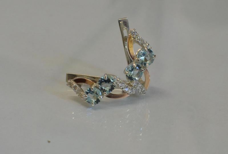 Серьги серебряные Sil 076s-2 Голубой (Sil-950)