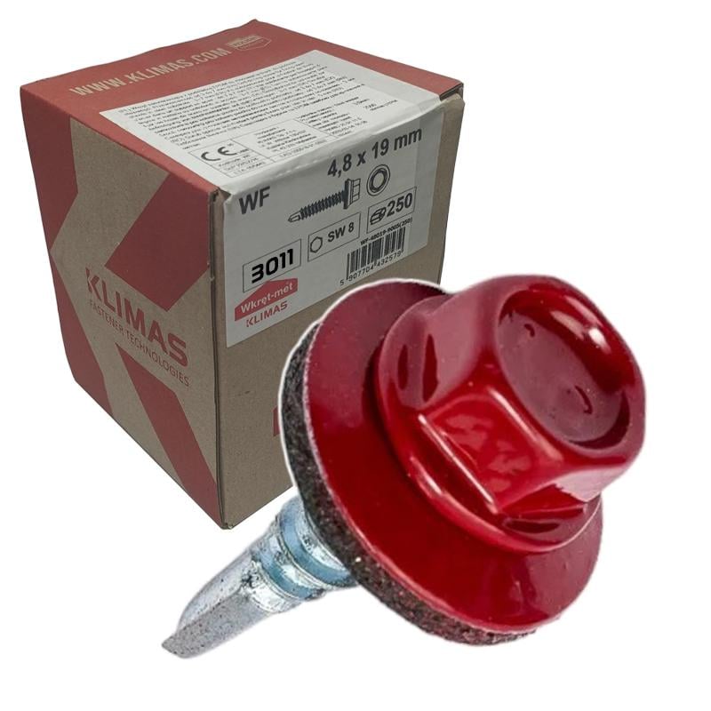 Саморез кровельный по металлу Klimas Wkret-Met RAL 3011 4,8x19 мм 250 шт.