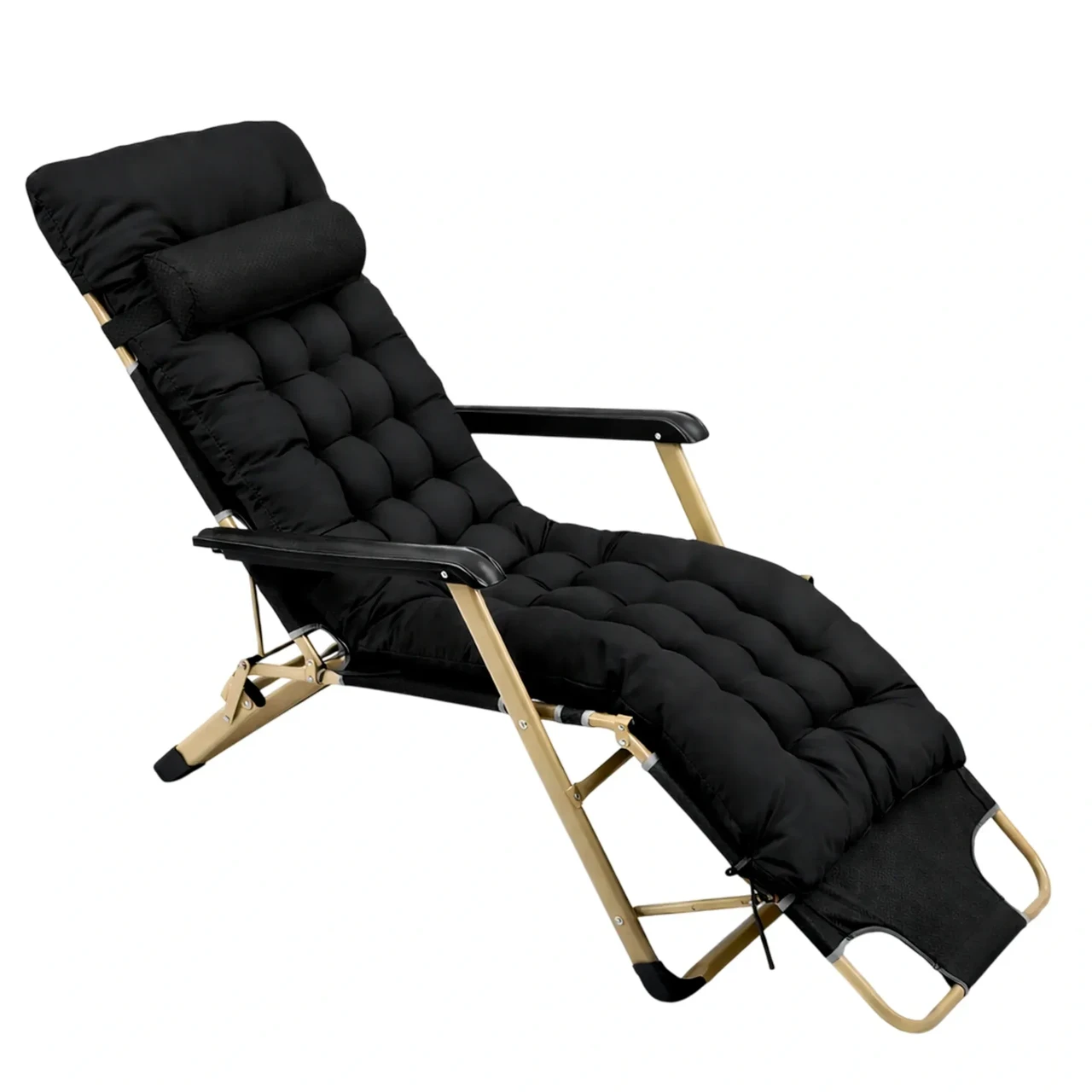 Шезлонг 4Points Cloud с подушкой-подголовником и матрасом Черный