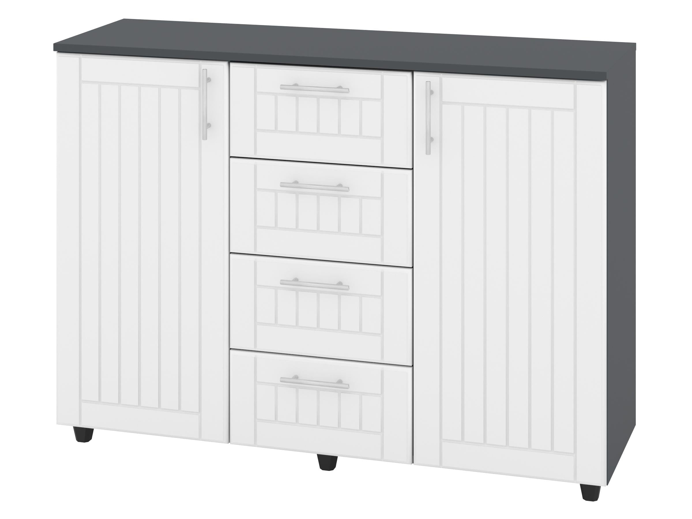 Комод с ящиками PEHOTIN К-4+2 МДФ ДСП/МДФ 120х38х87,5 см Антрацит/Белый (PN-100631)