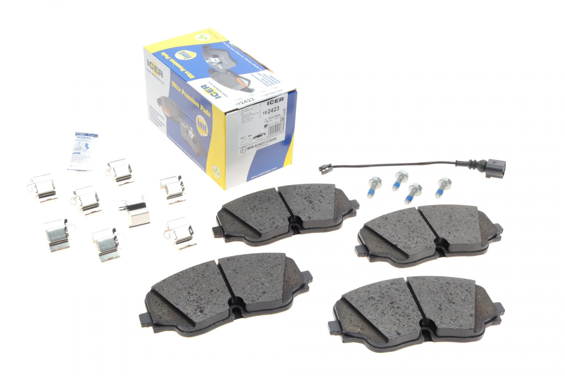 Тормозные колодки передние ICER для Audi A3 20-/VW Golf VIII 19-/Tiguan/Arteon 20- с датчиком (182423) Тормозные колодки передние ICER для Audi A3 20-/VW Golf VIII 19-/Tiguan/Arteon 20- с датчиком (182423)