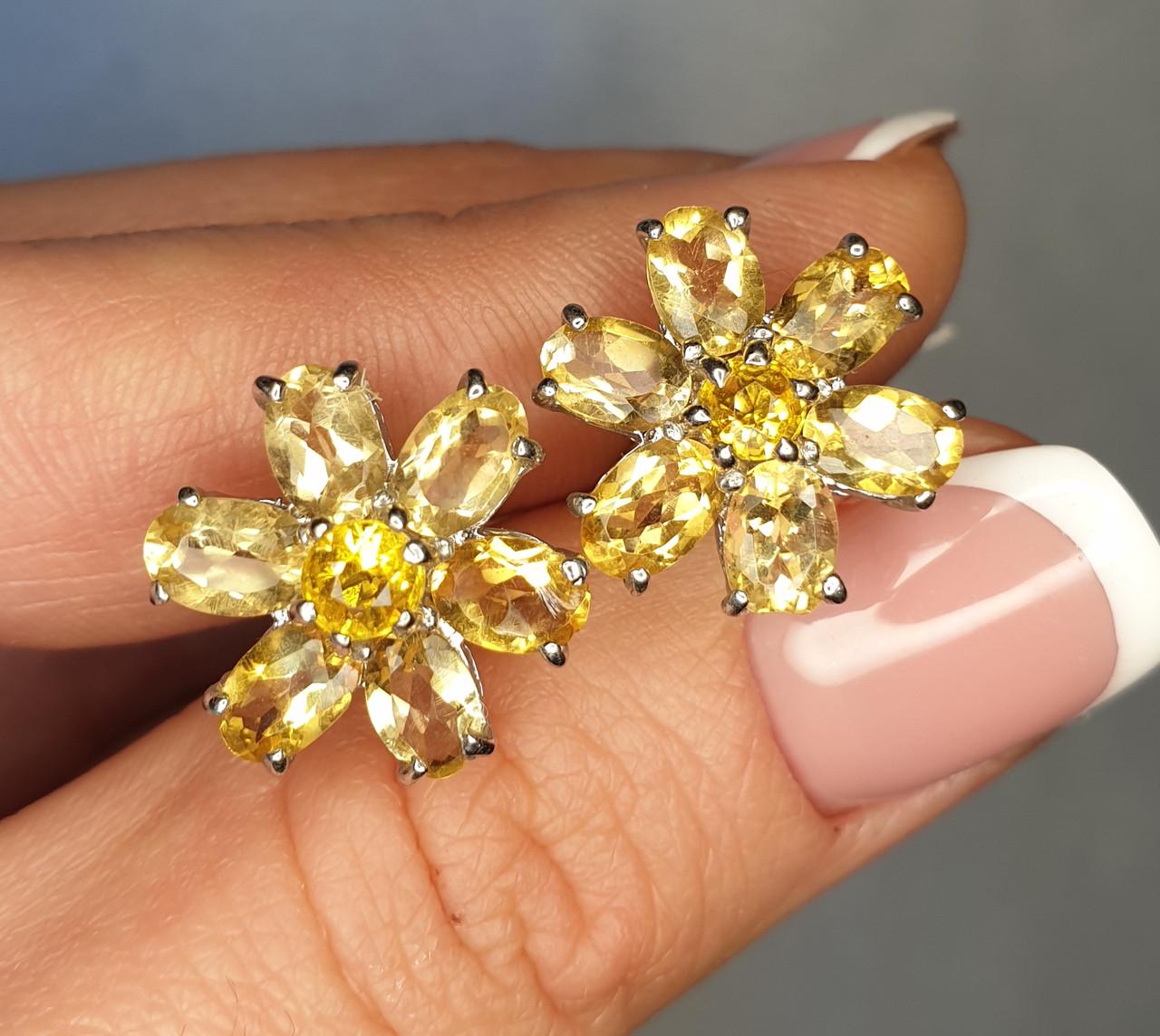 Серьги серебряные с цитрином 4,95 г (970938644)