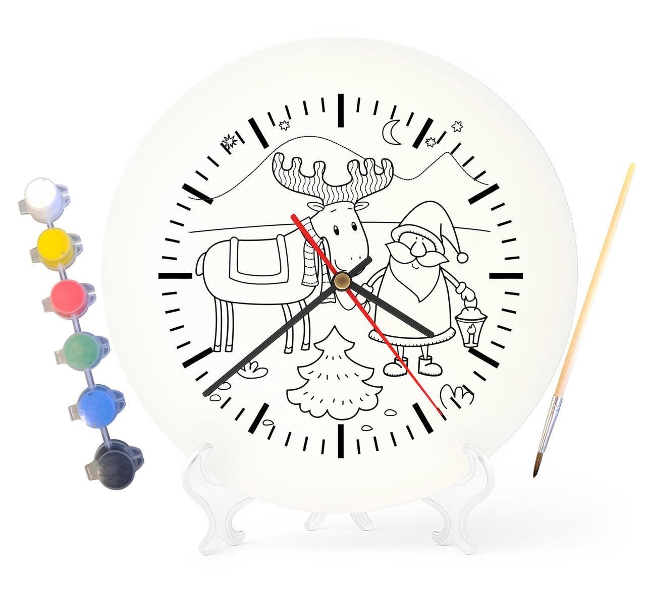 Детский набор для творчества часы раскраска Санта и Рудольф 30 см (Г0070)