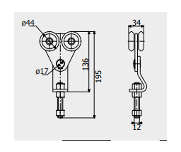 Каретка Roll Grand Стрикс С2 для підвісних систем/механізмів і воріт до 200 кг - фото 2 Каретка Roll Grand Стрикс С2 для підвісних систем/механізмів і воріт до 200 кг - фото 2