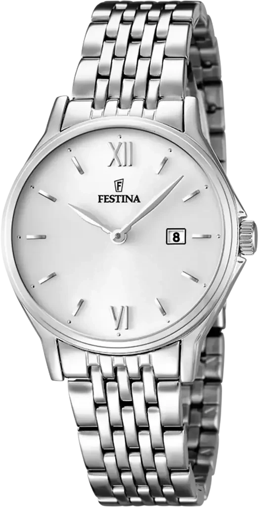 Наручные часы женские Festina F16748/2 Classics со стальным корпусом WR 50 м и серебристым циферблатом