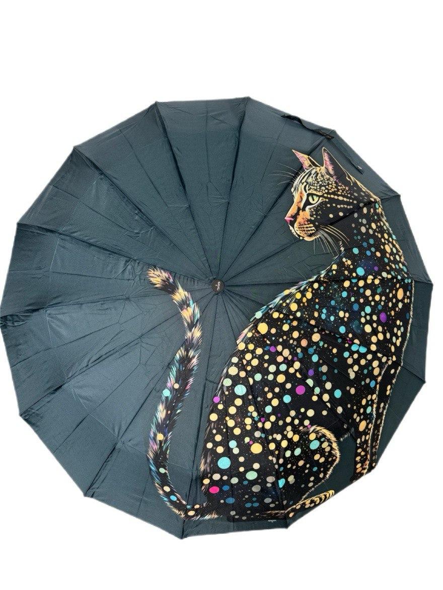 Зонтик автоматический женский Три Слона Кошка 14 спиц антиветер (2569349247)