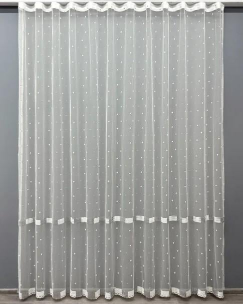 Тюль грек сетка с вышитым узором Молочный/Серый (1631т)