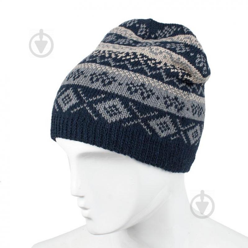 Шапка бини Beaniqe Hoverla One Size Синий/Серый (21017)