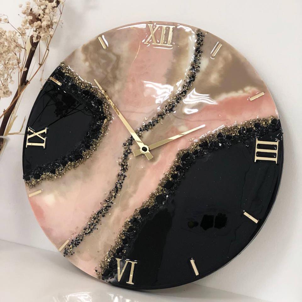 Часы настенные круглые из эпоксидной смолы EPOXY M28 60x60 см