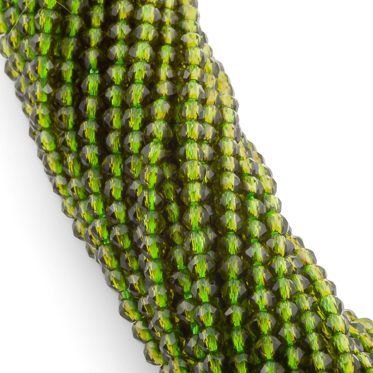Намистини зі шпінелі на нитці з круглим огранюванням 37 см 2 мм 200 шт. Оливковий (БШ3202к35)