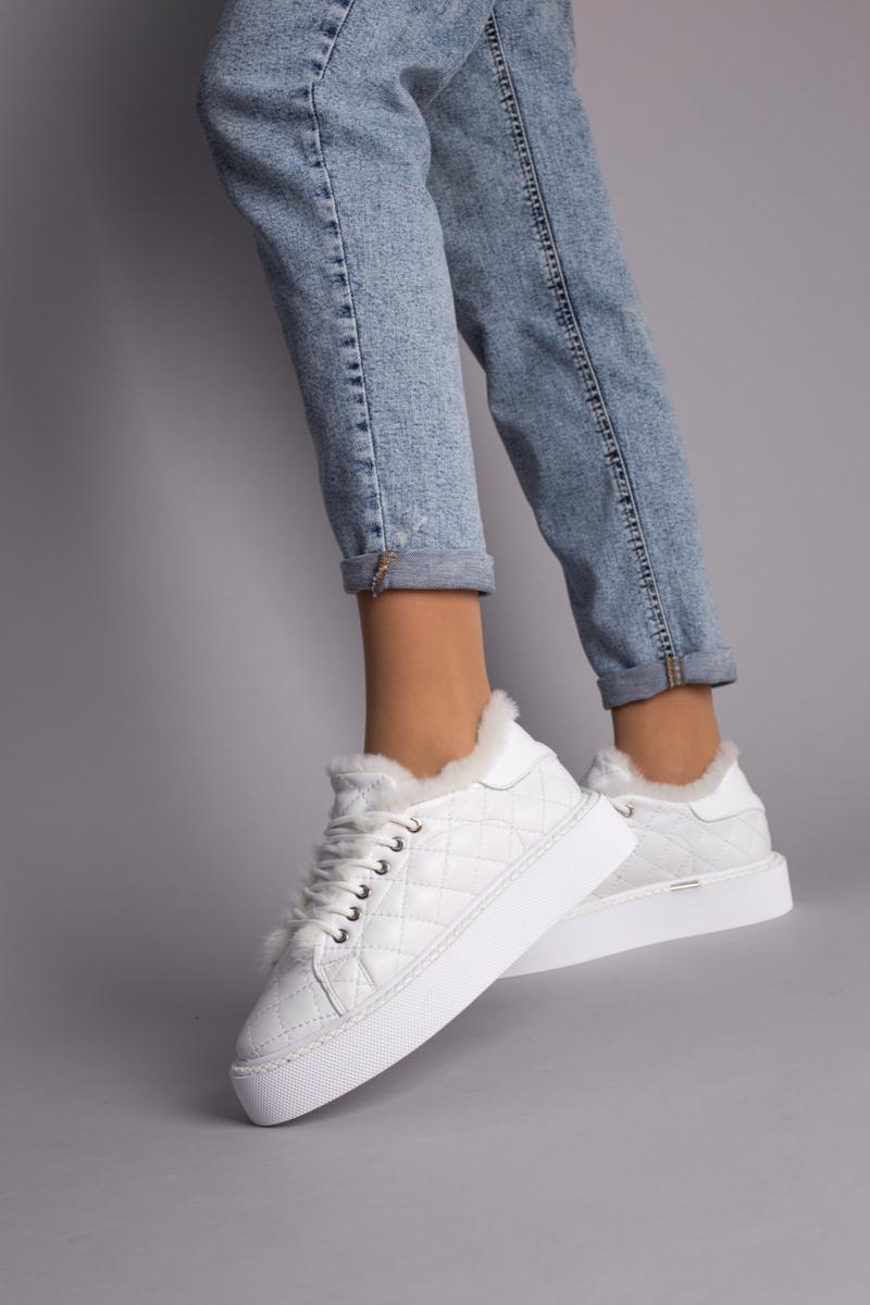 Кеды женские кожаные стеганные зимние р. 39 Белый (8508-1з/39) - фото 2 Кеды женские кожаные стеганные зимние р. 39 Белый (8508-1з/39) - фото 2