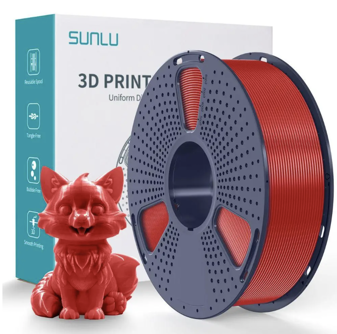 Пластик/филамент для 3D печати SUNLU Silk PETG Red Reusable Spool 1,75 мм 1 кг Красный (03740812Z)