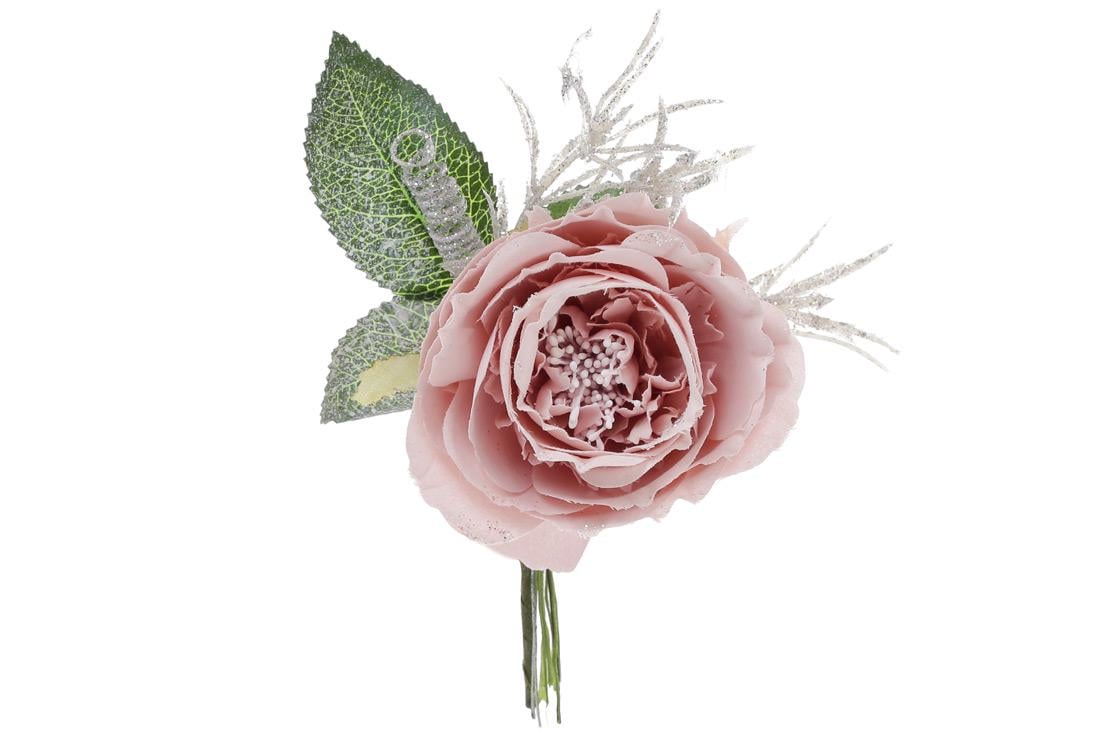 Декоративный искусственный цветок Bonadi Роза 12 см Розовый (832-127)