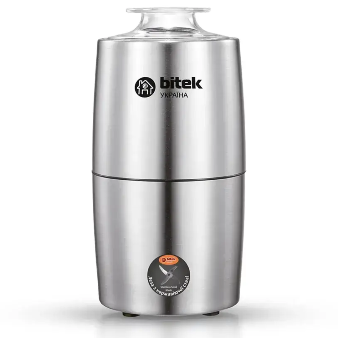 Кавомолка Bitek електрична ножова нержавіюча сталь 1000 Вт