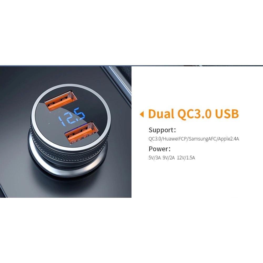 Зарядное устройство для автомобильного Essager 2xUSB qc 3.0 36 W Metall с дисплеем (25397345) - фото 7 Зарядное устройство для автомобильного Essager 2xUSB qc 3.0 36 W Metall с дисплеем (25397345) - фото 7