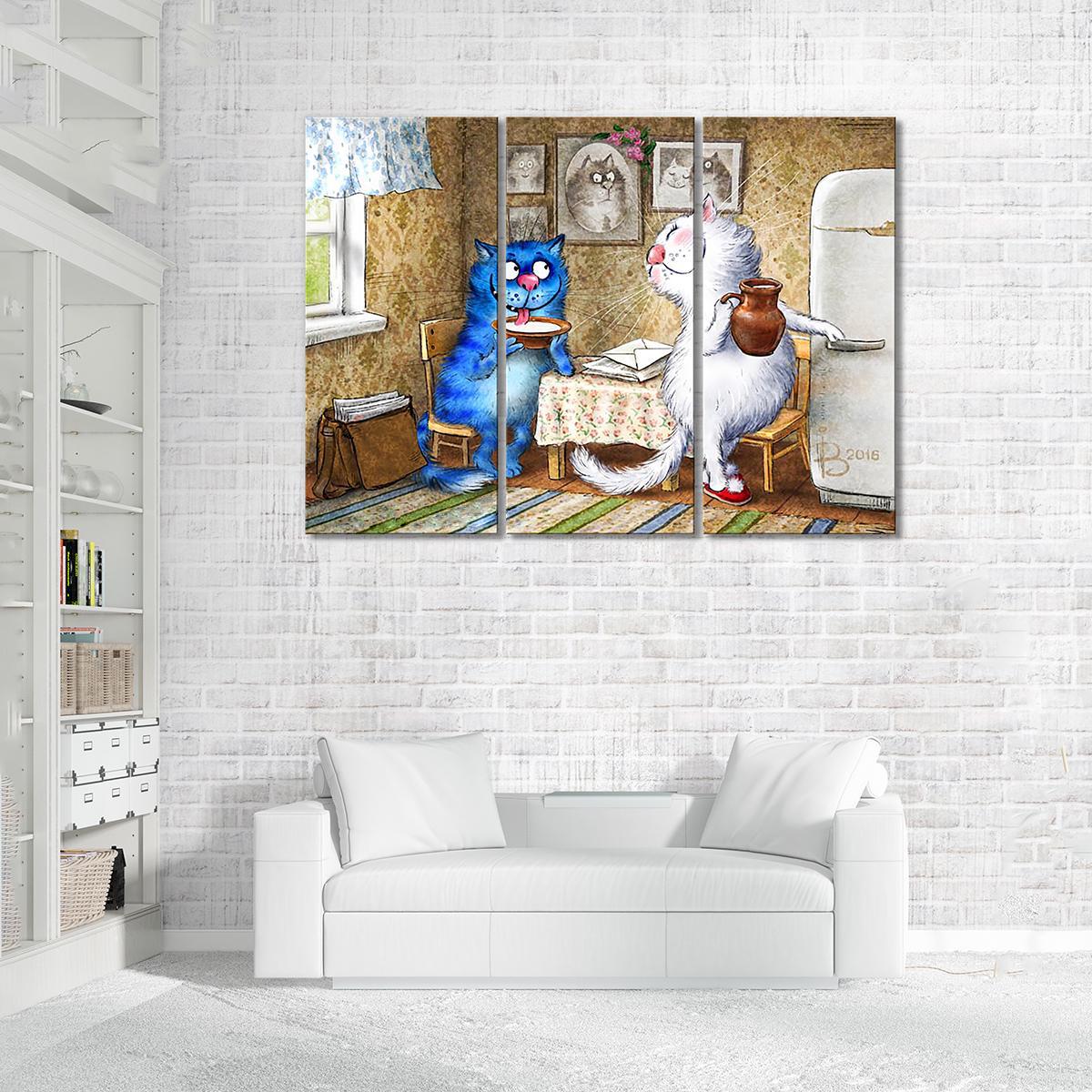 Модульная картина Угощение почтальона 3 модуля 70x105 см