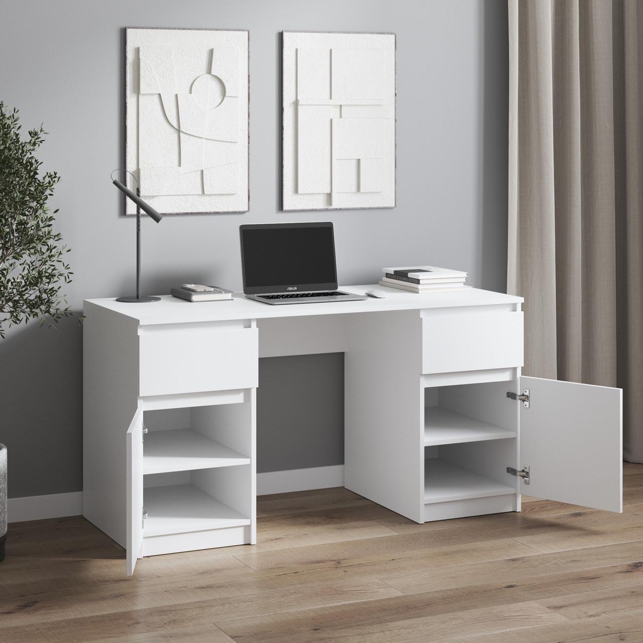 Стіл комп’ютерний з 2 тумбами Вайс R-34 1400х600х755 мм Дуб Сонома/Білі планки (30415118) - фото 4 Стіл комп’ютерний з 2 тумбами Вайс R-34 1400х600х755 мм Дуб Сонома/Білі планки (30415118) - фото 4