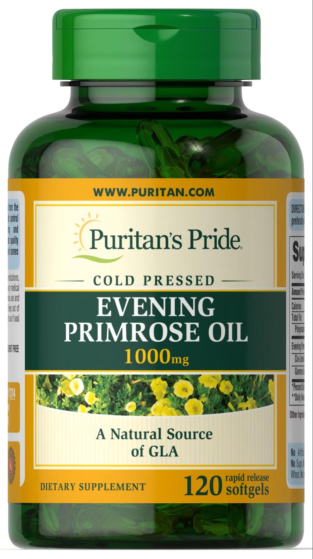 Масло вечерней примулы Puritan's Pride Evening Primrose Oil 1000 mg with GLA 120 порций