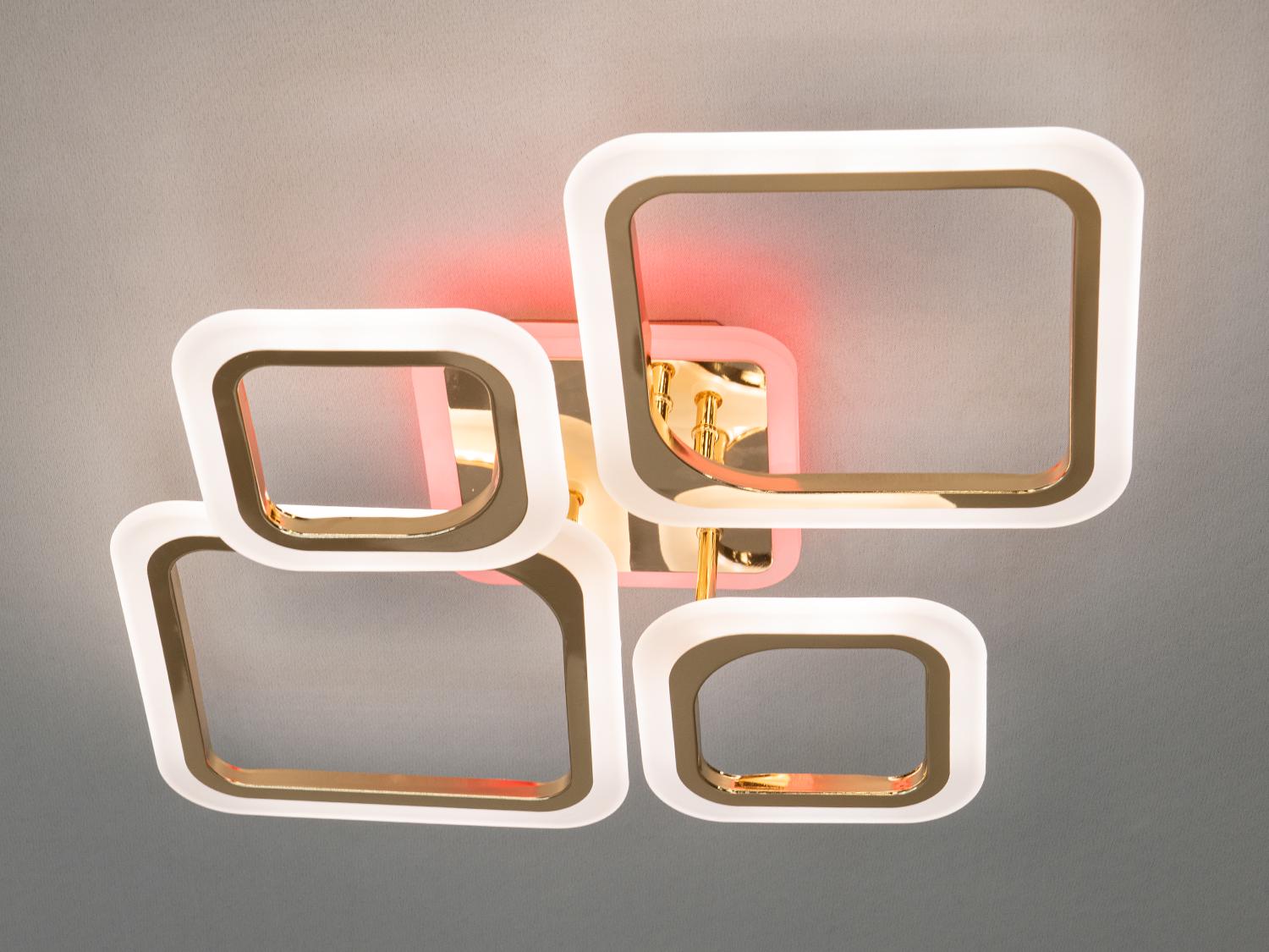 Люстра з пультом та LED підсвічуванням A8060-2+2G-LS 65W на 9 кв.м Золотий (1466490633)