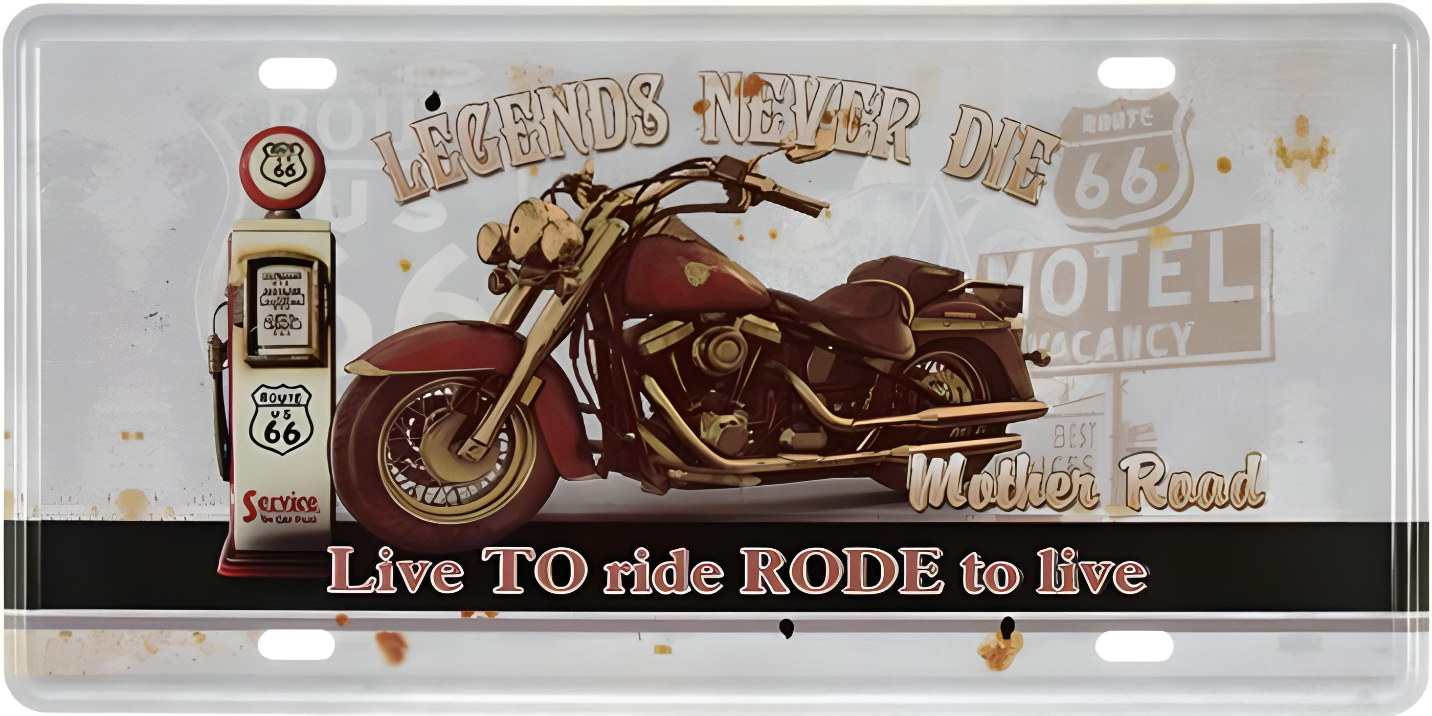 Металева табличка Legends Never Die Mother Road 15x30 см