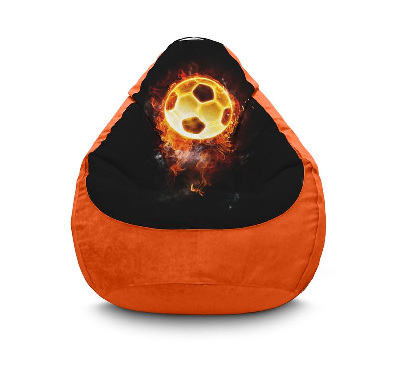 Кресло мешок iPuff Football Fire ball Флок XXXL 100х135 см Оранжевый Кресло мешок iPuff Football Fire ball Флок XXXL 100х135 см Оранжевый