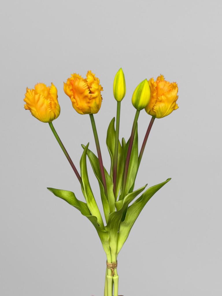 Букет штучних кучерявих тюльпанів 5 шт. 40 см Жовтий (К07048) - фото 1