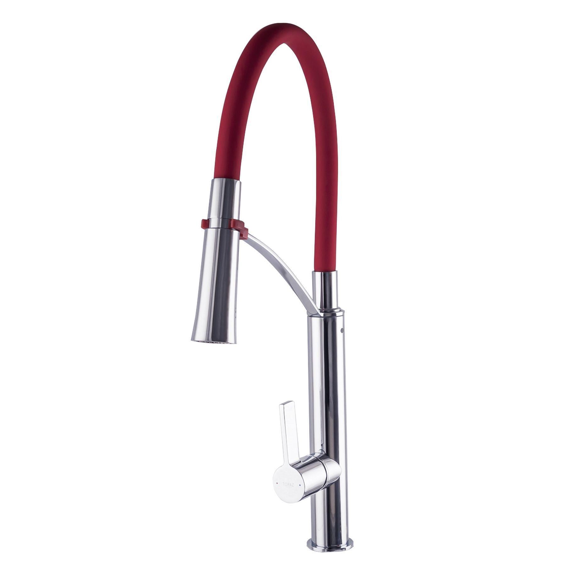 Смеситель для кухни с гибким изливом TPZ Sardinia Red Chrome/Красный (14747)