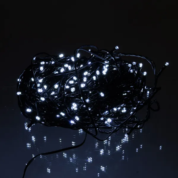 Гирлянда нить уличная 300 LED 30 м на солнечной батарее черная нить с пультом ДУ Белый - фото 4 Гирлянда нить уличная 300 LED 30 м на солнечной батарее черная нить с пультом ДУ Белый - фото 4