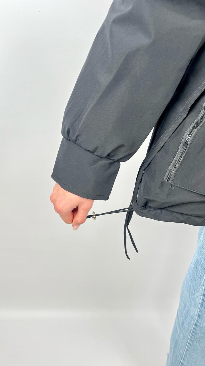 Куртка женская зимняя р. 42 Черный/Серый (#3065-10) - фото 4