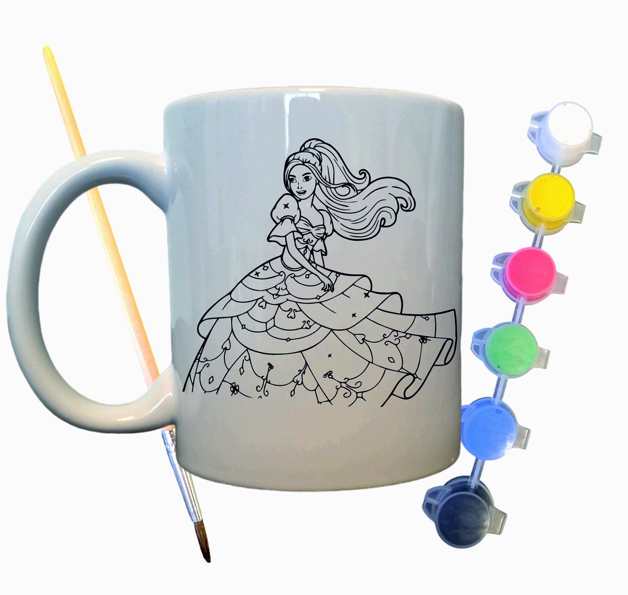 Набор для творчества кружка раскраска Принцесса 330 мл Белый (КР0040)