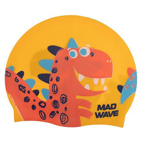 Шапочка для плавания Mad Wave детская Junior Dino M057916 Желтый (60444163)