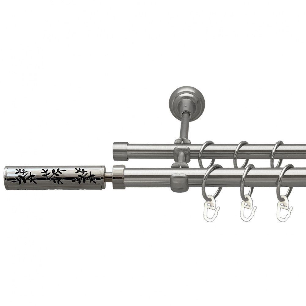 Карниз Orvit Апрілія металевий дворядний відкритий гладка труба кільце металеве 19/16 мм 240 см Нержавіюча сталь (00-00015988)