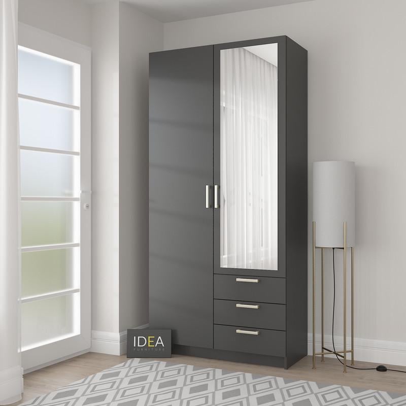 Шафа розпашна Idea із дзеркалом Д-117 Антрацит (2127)