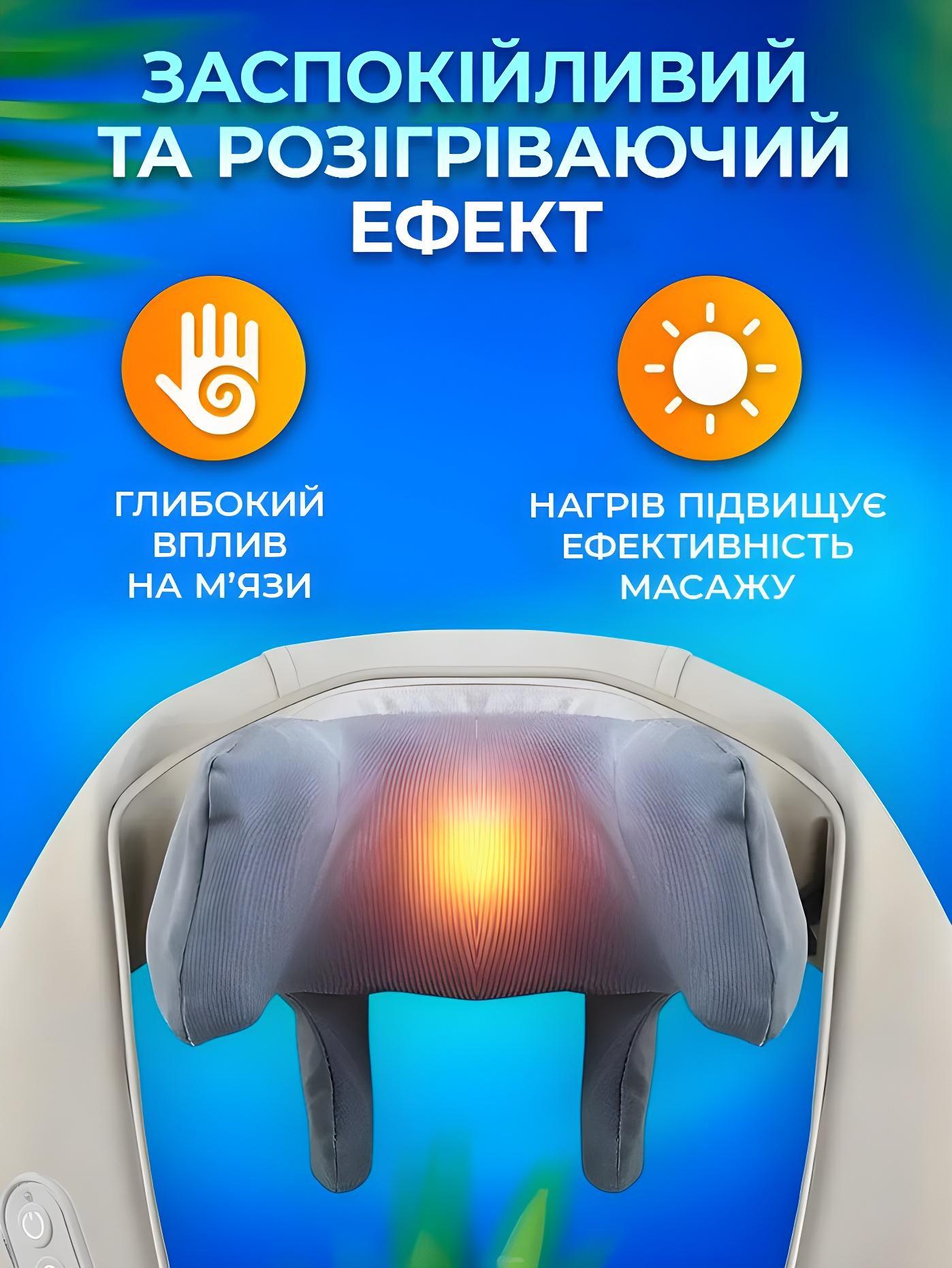 Масажер для спини та шиї електричний масажер бездротовий з інфрачервоним підігрівом Сірий із синім (476540464) - фото 6
