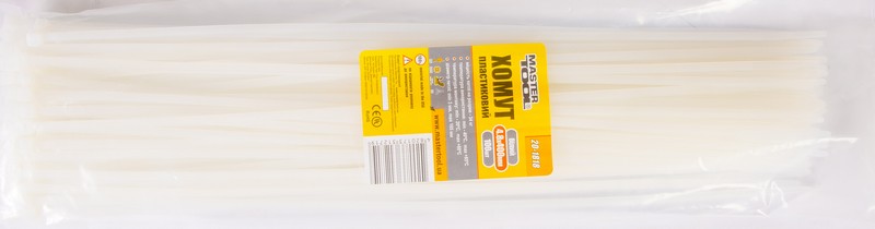 Хомут пластиковый MasterTool 4,8х400 мм 100 шт. Белый (20-1818)