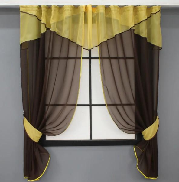 Шторки на кухню 280х170 см Венге/Желтый (00к 59-926)