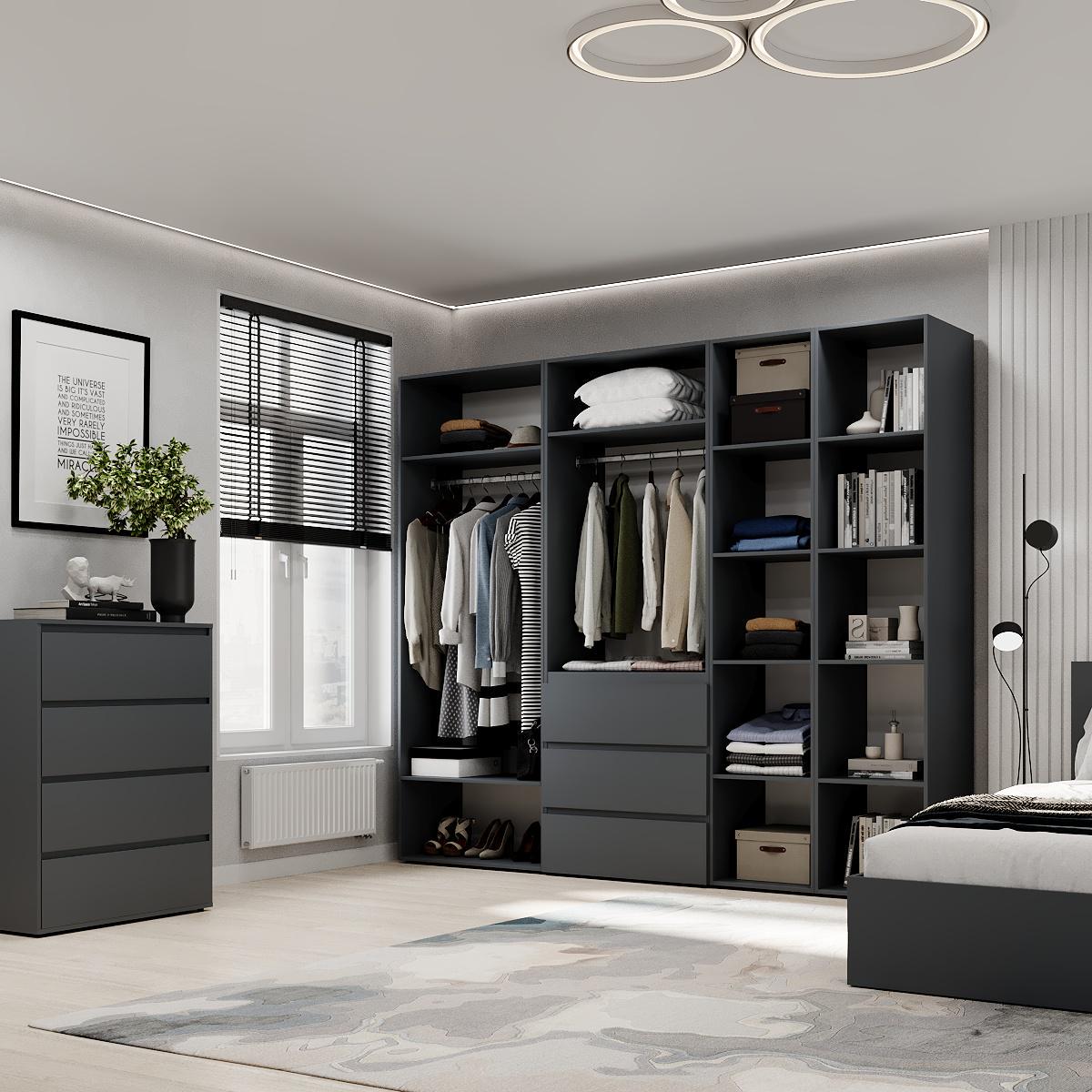 Шафа розпашна комбінована ART IN HEAD №14 Light 2400x500x2200 мм Графіт сірий (GALTK0147000000) - фото 4 Шафа розпашна комбінована ART IN HEAD №14 Light 2400x500x2200 мм Графіт сірий (GALTK0147000000) - фото 4