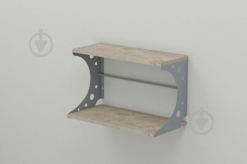 Полка настенная Ferrum-decor Букин 330x700x240 металл Серый ДСП Шервуд 16 мм (BUK0058)