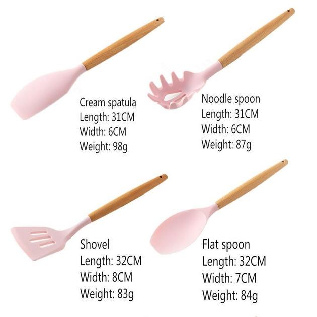 Набор кухонных принадлежностей Kitchen Set RB-2239 силиконовый 12 пр. Розовый (RB2239\5) - фото 9