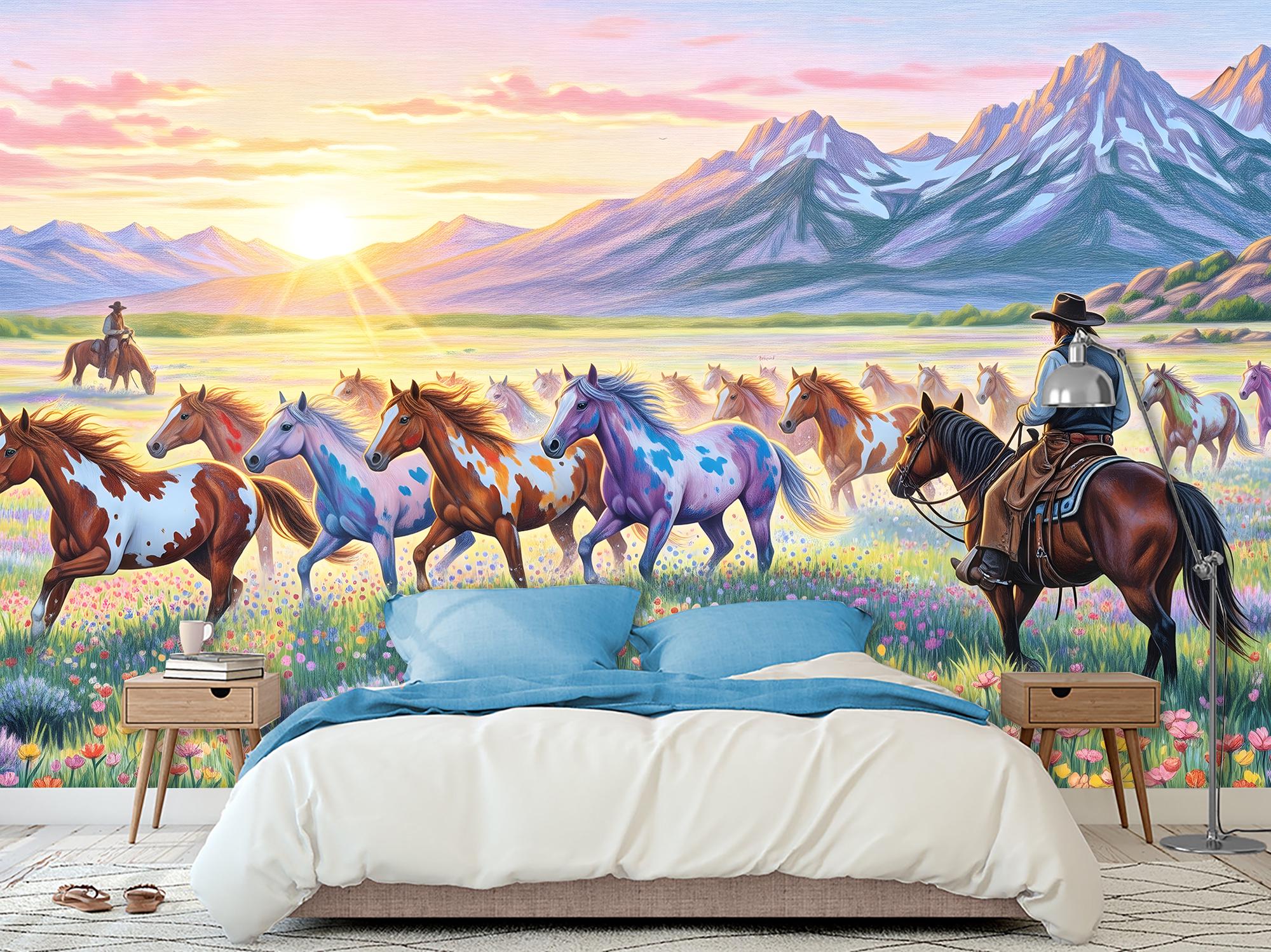 Фотошпалери флізелінові Upstream Дикий захід: ковбої спостерігають за табуном коней 285х190 см (S5NTR-107/4) - фото 8 Фотошпалери флізелінові Upstream Дикий захід: ковбої спостерігають за табуном коней 285х190 см (S5NTR-107/4) - фото 8