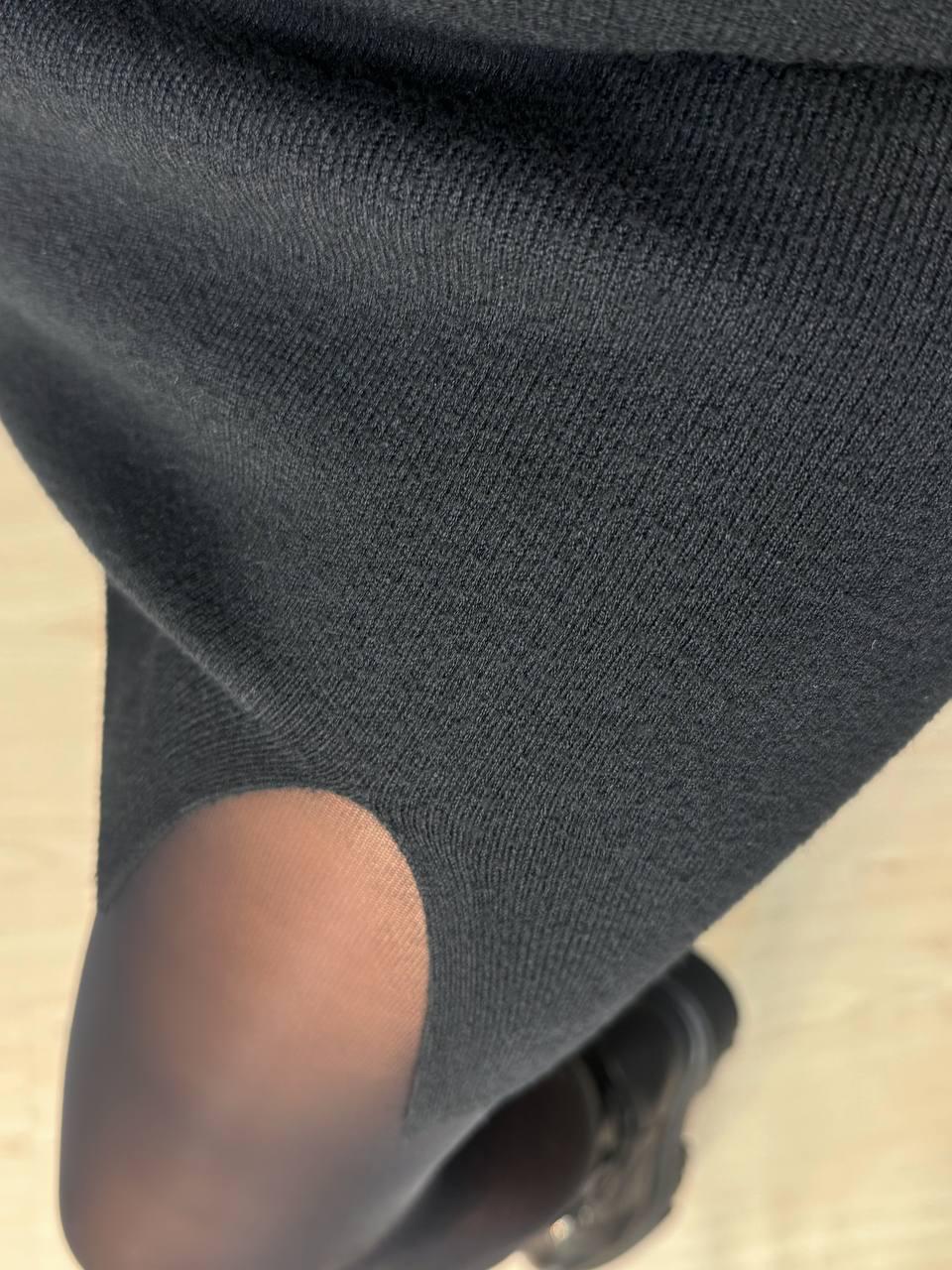 Юбка женская MY FASHION 6808-48 вязаная короткая с разрезом One Size Черный (5784) - фото 5