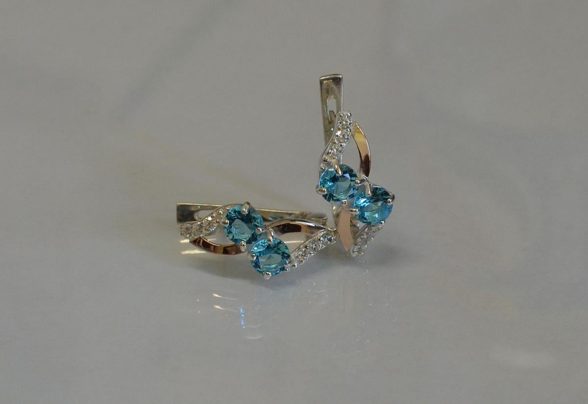 Сережки срібні 076с Блакитний