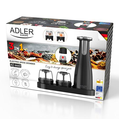 Набор из 3 измельчителей для специй соли и перца Adler AD 4449b USB (4280) - фото 13