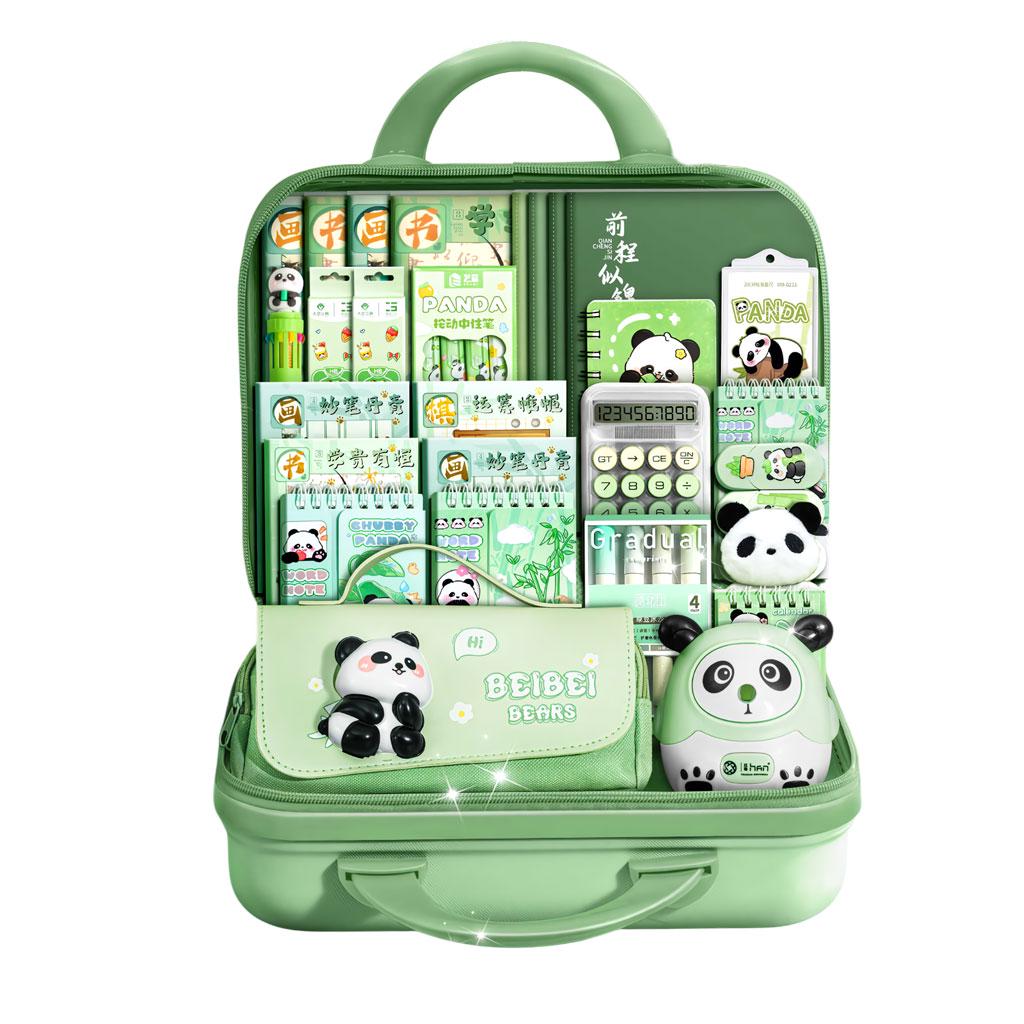 Набір канцелярії в чемодані Панда 55в1 Зелений Набір канцелярії в чемодані Панда 55в1 Зелений