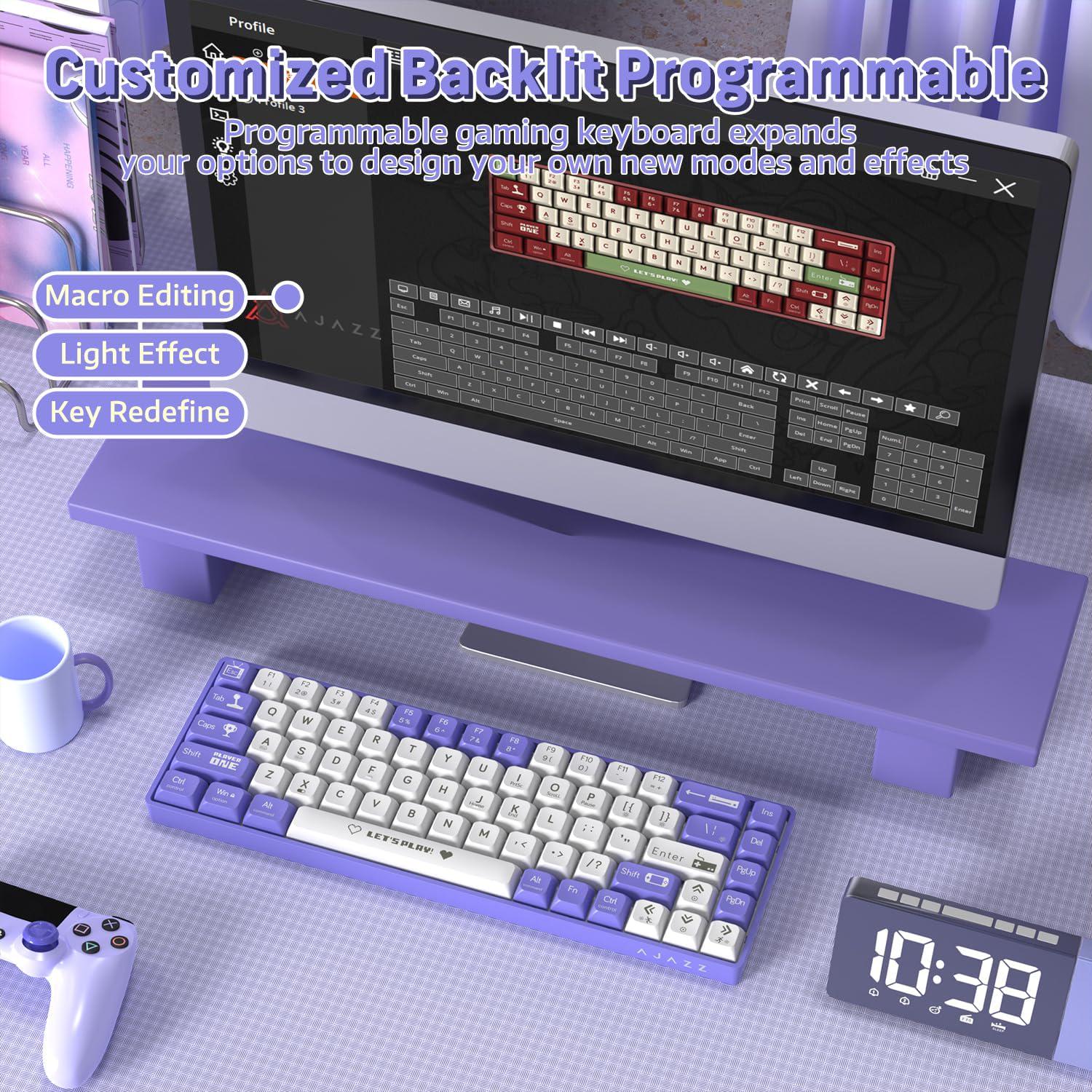 Клавиатура механическая проводная Ajazz AK680 RGB-подсветка красные свитки hotswap Purple - фото 5 Клавиатура механическая проводная Ajazz AK680 RGB-подсветка красные свитки hotswap Purple - фото 5