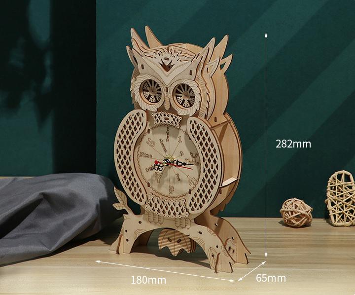 Конструктор дерев'яний Rokr Owl Clock Mechanical Robotime 3D Годинник Сова (LG802) - фото 5