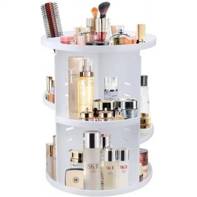 Органайзер для косметики Rotation Cosmetic Organizer 3-х ярусный 360° 23х23х31 см белый (opt-13424)